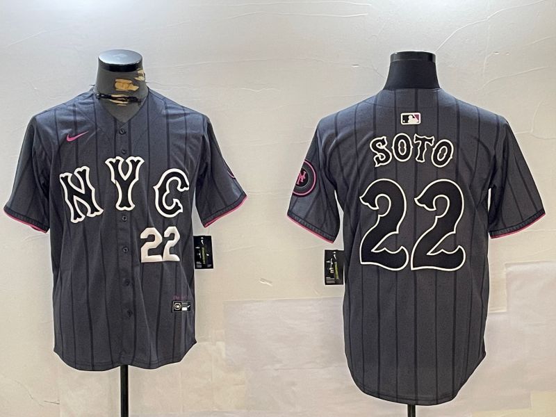 Men New York Mets #22 Soto Black City Edition 2024 Nike MLB Jersey style 2